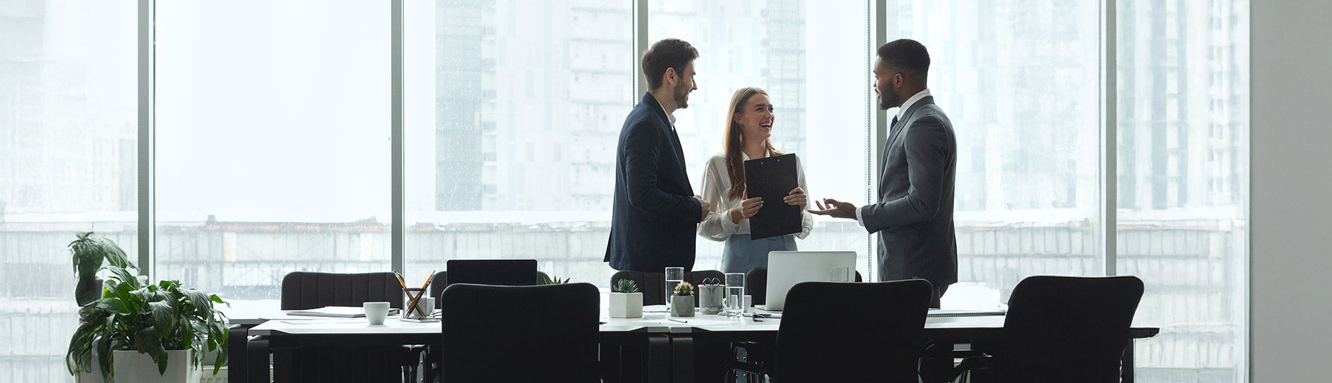 professional business team meeting in office with windows